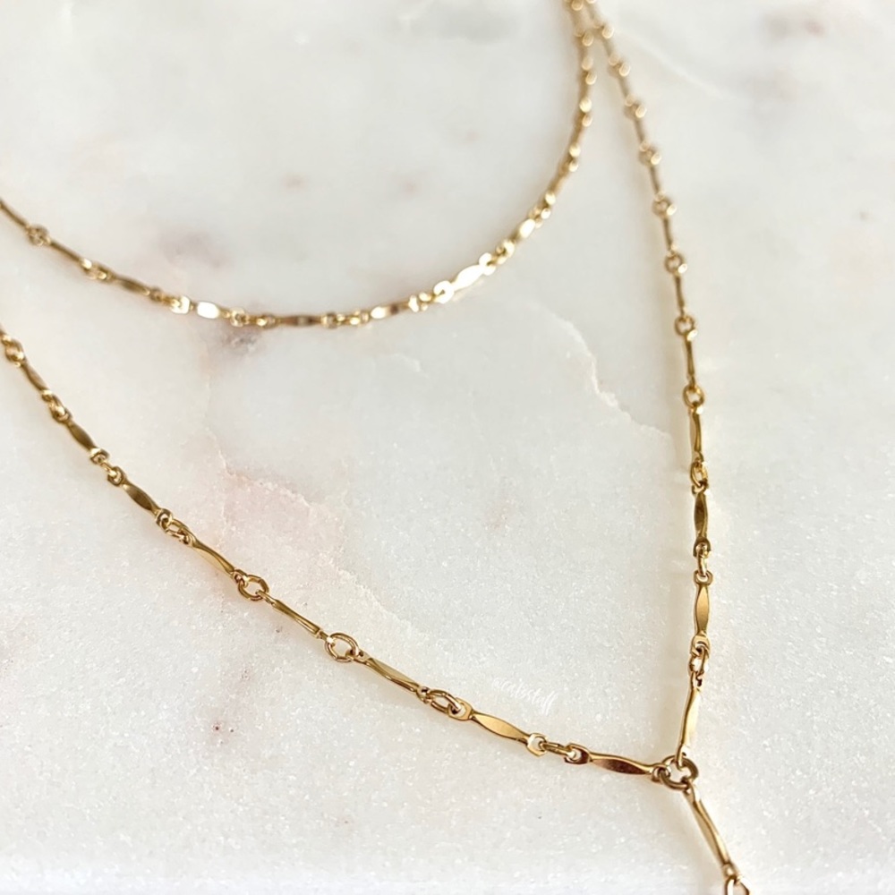 Double Layer Choker Lariat Necklace
